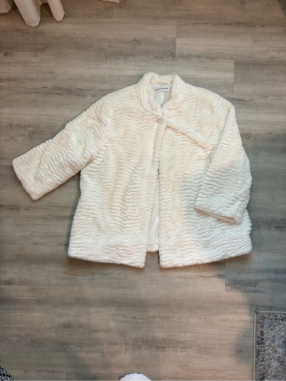 Alfred Dunner Cream Faux Fur Boxy Jacket